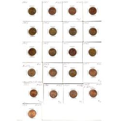 1949 1¢ A to Dent.  Lot of 21 pcs abt VG to VF.