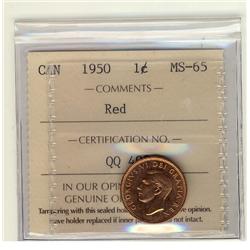 1950 1¢ ICCS MS65 Red