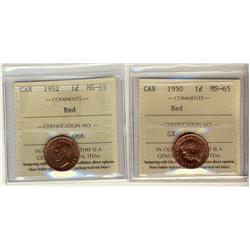1950,1952, 1¢ Both ICCS MS65 Red.