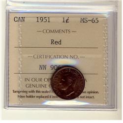 1951 1¢ ICCS MS65 Red