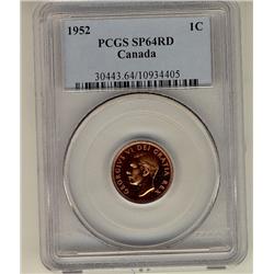 1952 1¢ PCGS SP64RD.  Bright full dark red example.