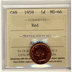 1959 1¢ ICCS MS66 Full Red, A superb GEM example.