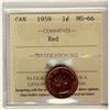 Image 1 : 1959 1¢ ICCS MS66 Full Red, A superb GEM example.