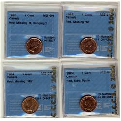 1962 1¢ CCCS MS64 Red Missing M, 1962 1¢ CCCS Ms64 Red Missing M Hanging 2, 1964 1¢ CCCS MS64 Red Mi