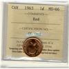 Image 1 : 1963 1¢ ICCS MS66 Full Red, A superb GEM example.