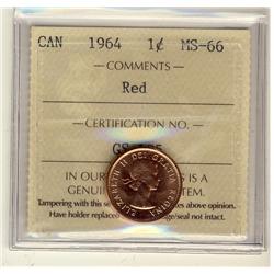 1964 1¢ ICCS MS66 Full Red, A superb GEM example.