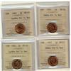 1965 1¢ Sm Bds Ptd 5, Sm Bds Blt 5, Lge Bds Blt 5, Lge Bds Ptd 5, ICCS MS65, Red  Lot of 4 coins,