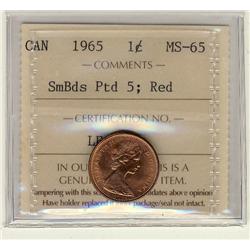 1965 1¢ SmBds Ptd 5 ICCS MS65 Full Red, A superb GEM example.