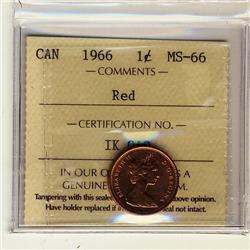 1966 1¢ ICCS MS66 Full Red, A superb GEM example.