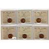 1971, 1972, 1973, 1974, 1975, 1976, 1¢ ICCS MS65 Red. Lot of 6 coins,