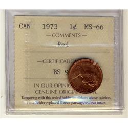 1973 1¢ ICCS MS66 Full Red, A superb GEM example.
