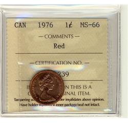 1976 1¢ ICCS MS66 Full Red, A superb GEM example.