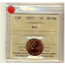 1977 1¢ ICCS MS66 Full Red, A superb GEM example.