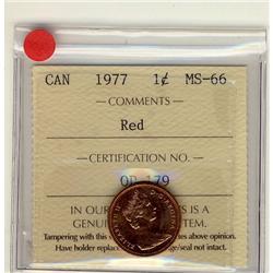 1977 1¢ ICCS MS66 Full Red, A superb GEM example.