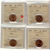1977, 1978, 1979, 1980, 1¢ ICCS MS65 Red, Lot of 4 coins,