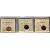 Image 1 : 1978 1¢ Num Bu,1987 Num BU, 1999 P, Num BU. Lot of 3 coins all certified ICCS MS66 Full Red