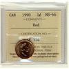 Image 1 : 1990 1¢ ICCS MS66 Full Red, A superb GEM example.