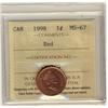 Image 1 : 1998 1¢ ICCS MS67 Full Red, A superb GEM example.
