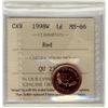 Image 1 : 1998 W 1¢ ICCS MS66 Full Red, A superb GEM example.