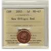 Image 1 : 2003 P 1¢ New Effigy ICCS MS67 Full Red, A superb GEM example.