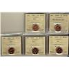 Image 1 : 2003P, 2004, 2005P, 2008, 2009 1¢ ICCS MS66 Red,  Lot of 5 coins,