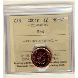 2004 P 1¢ ICCS MS67 Full Red, A superb GEM example.