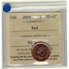 Image 1 : 2005 1¢ ICCS MS67 Full Red, A superb GEM example.