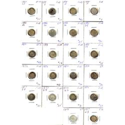 1880H to 1899 5¢.  Lot of 22 Vctorian pcs VG to F12.  Includes 1880H, 1881H,(2), 1885(2), 1886(4), 1