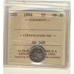 1884 5¢ ICCS VF30.  Far variety but not indicated on holder.