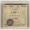 Image 1 : 1885 5¢ 5 Over 5 ICCS VF30. Scarce variety.