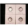 1890H, 1899, 1908 & 1909 5¢.  Lot of 4 coins EF to AU.