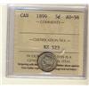 Image 1 : 1899 5¢ ICCS AU58. Brilliant and lustrous.