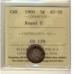 1900 5¢ Rd 0 ICCS AU50.