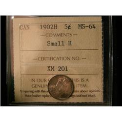 1902H sml H ICCS MS64.  Light shades and lustre.