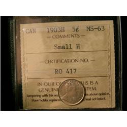 1903H Sml H ICCS MS63.  Blast white.