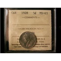 1928 5¢ ICCS MS63.