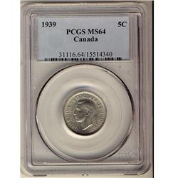 1939 5¢ PCGS MS64, lustrous