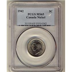 1942 5¢ Nickel PCGS MS65, a superb GEM example.
