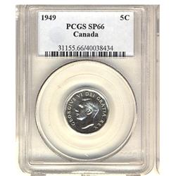 1949 5¢ PCGS SP66.  Gem fields. Very scarce this nice.