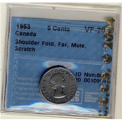 1953 5¢ SF Far Mule CCCS VF20 Scratch,