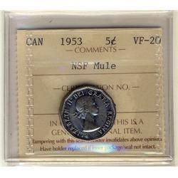 1953 5¢ NSF Mule ICCS VF20. Popular variety.