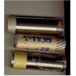 1962, 1964 & 1970 5¢ BU rolls.  Lot of three BU rolls.