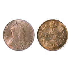 1902 10¢ PCGS MS64, nicely toned. A scarce date.