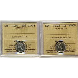 1902H & 1906 10¢ ICCS AU58.