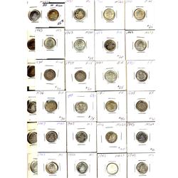 Large lot of 30 Ten cent pieces.  1921 (2), 1934 (3), 1935 (2), 1936, 1940 (2), 1941 (2), 1942, 1943