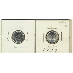 1937, 1939 10¢, MS64.  Both coins are brilliant and lustrous.