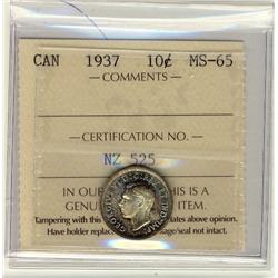 1937 10¢ ICCS MS65.  Rainbow tones.