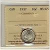 Image 1 : 1937 10¢ ICCS MS65.  White with lustre.