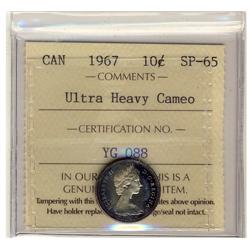 1967 10¢ ICCS SP65 ULTRA HEAVY CAMEO, lightly toned.