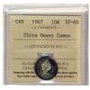 Image 1 : 1967 10¢ ICCS SP65 ULTRA HEAVY CAMEO, lightly toned.